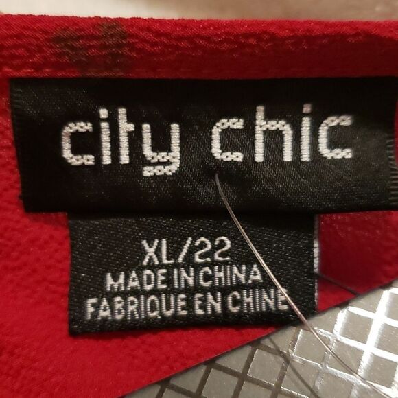 City Chic Top Hi Lo Accent Top Red Size 22W‎ - Picture 4 of 5